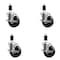 Service Caster 4'' Phenolic Swivel 1-3/8'' Expanding Stem Caster Set with Brake, 4PK SCC-EX20S414-PHS-TLB-138-4 - alternate 1